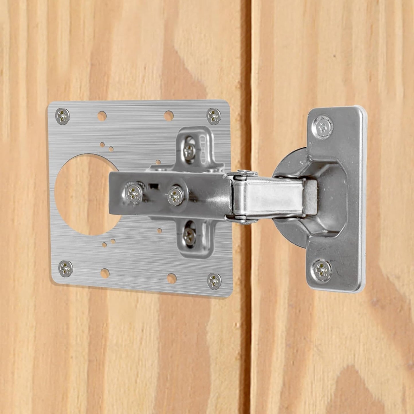 4Pcs Cabinet Door Repair Plate Kit Cabinet Hinge Repair Plate Kit | 24 Screws, Stainless Steel, Durable, Upgraded, For Wooden, Kitchen, Cupboard Door, Locker, Furniture