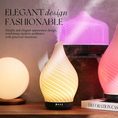 Porseme Oil Diffuser 3D Glass Aromatherapy Ultrasonic Humidifier, Air Refresh Auto Shut-Off, Timer Setting, BPA Free for Home Hotel Yoga Leisure SPA Gift 150ml Last 6H - Colors B