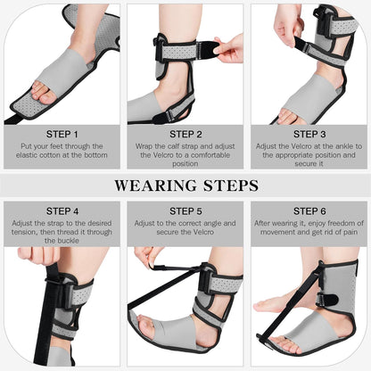 Upgraded Plantar Fasciitis Night Splint,Plantar Fasciitis Relief | Adjustable Straps,Supportive Foot Braces with Arch Cushion for Achilles Tendonitis, Heel Spur Pain Relief Day,Night (Black)