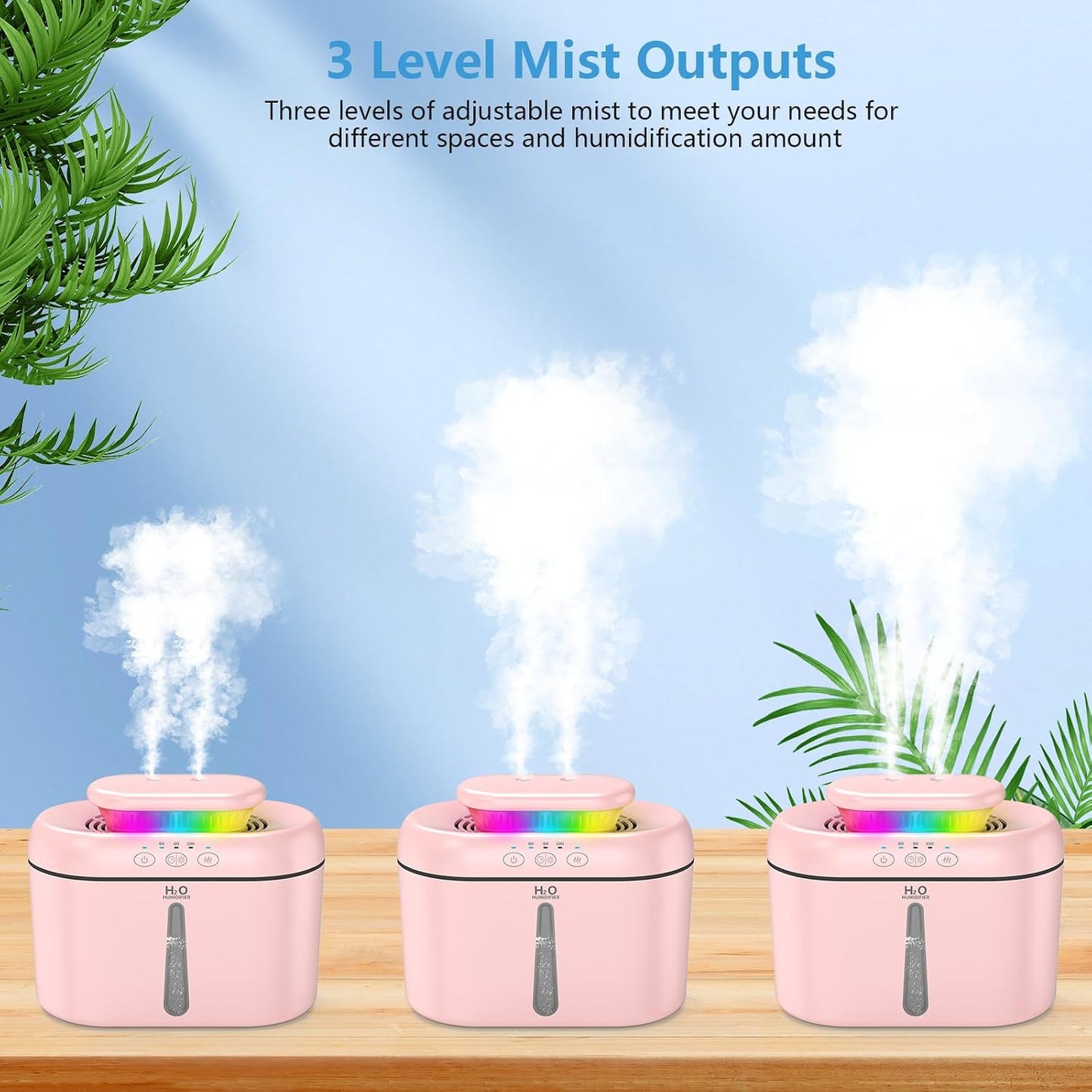 SZO Plant Humidifier Indoor, 2.5L Humidifiers for Bedroom, White | Dual Nozzle Output, 16dB Quiet, Auto Shut-Off, Night Light, ideal for for Plants, Bedroom, Baby Nursery, Dry Environment