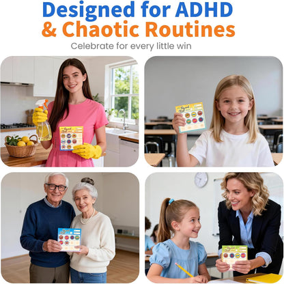 Refill Kit for Minizoo Sticker Timer, 2 Cartridges with 400 Stickers and 2 Reward Chart Pads, 400 pcs Medal Stickers and 48 Pages Charts for ADHD Focus, Classroom & Home Study Tool