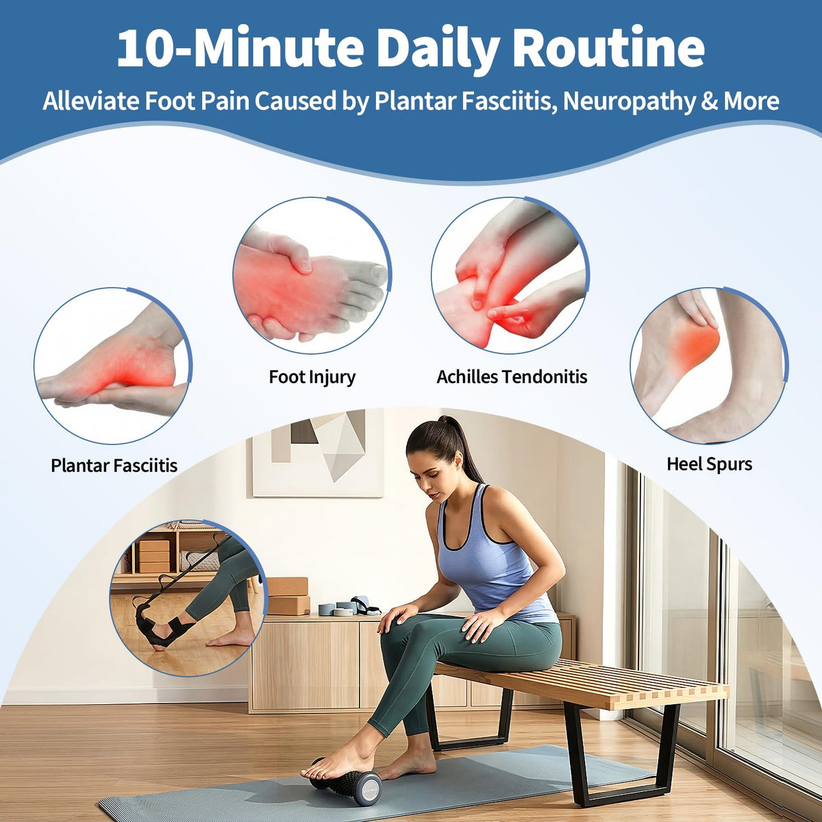 Foot Roller Massage and Calf Stretcher