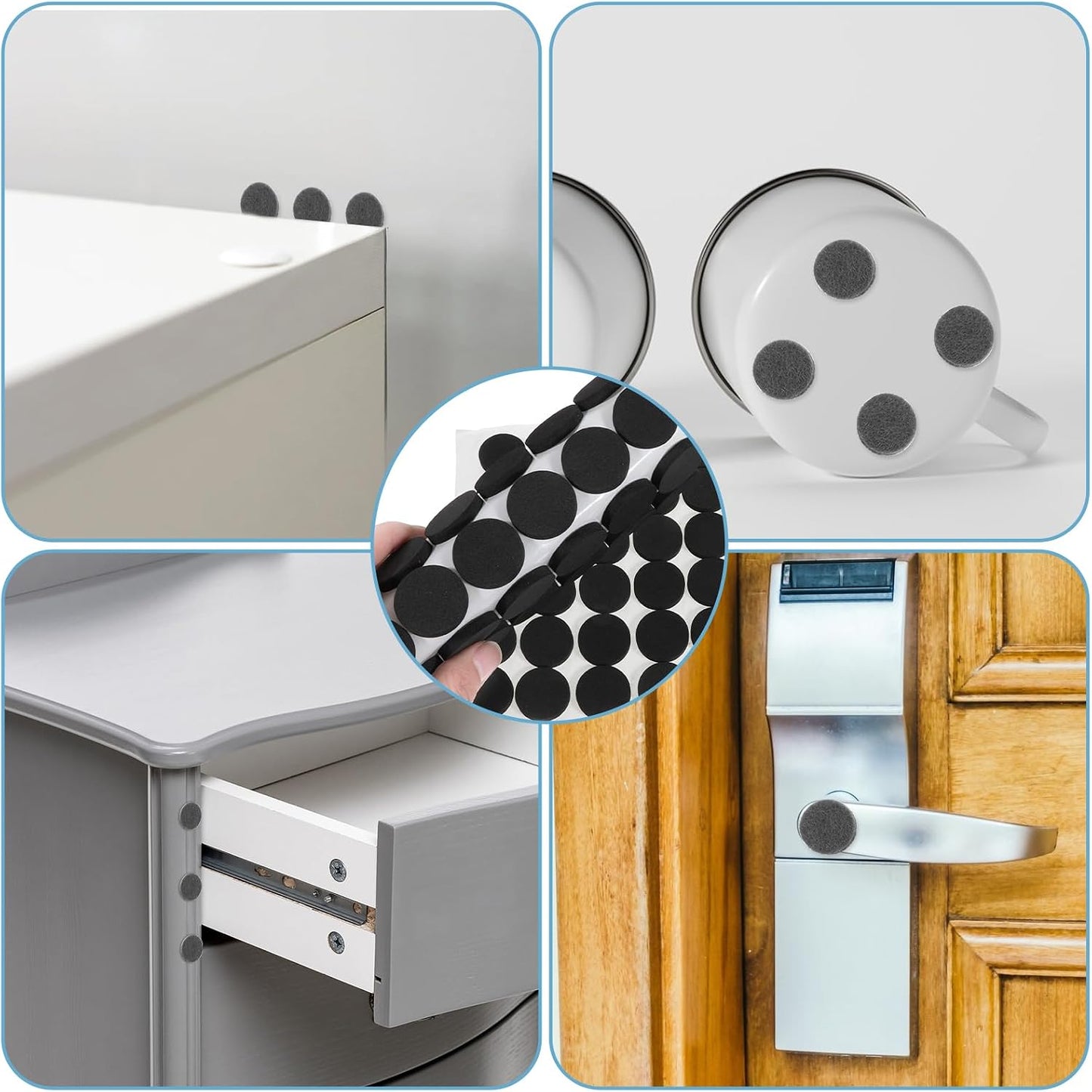 120 Pcs Thin Felt Pads, Self Adhesive Cabinet Cushion Dots 1 Inches Mini Foam Felt Pads Self Stick Pad for Cabinet Doors Furniture Desks Floor Drawers Black