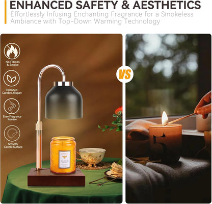 Candle Warmer Lamp with 3 Bulbs, Adjustable Height Dimmable Candle Warmer with Timer, Candle Lamp with Charming Gift Box Ribbon,Birthday Gifts for Women Mom, House Warming Gifts New Home Decor