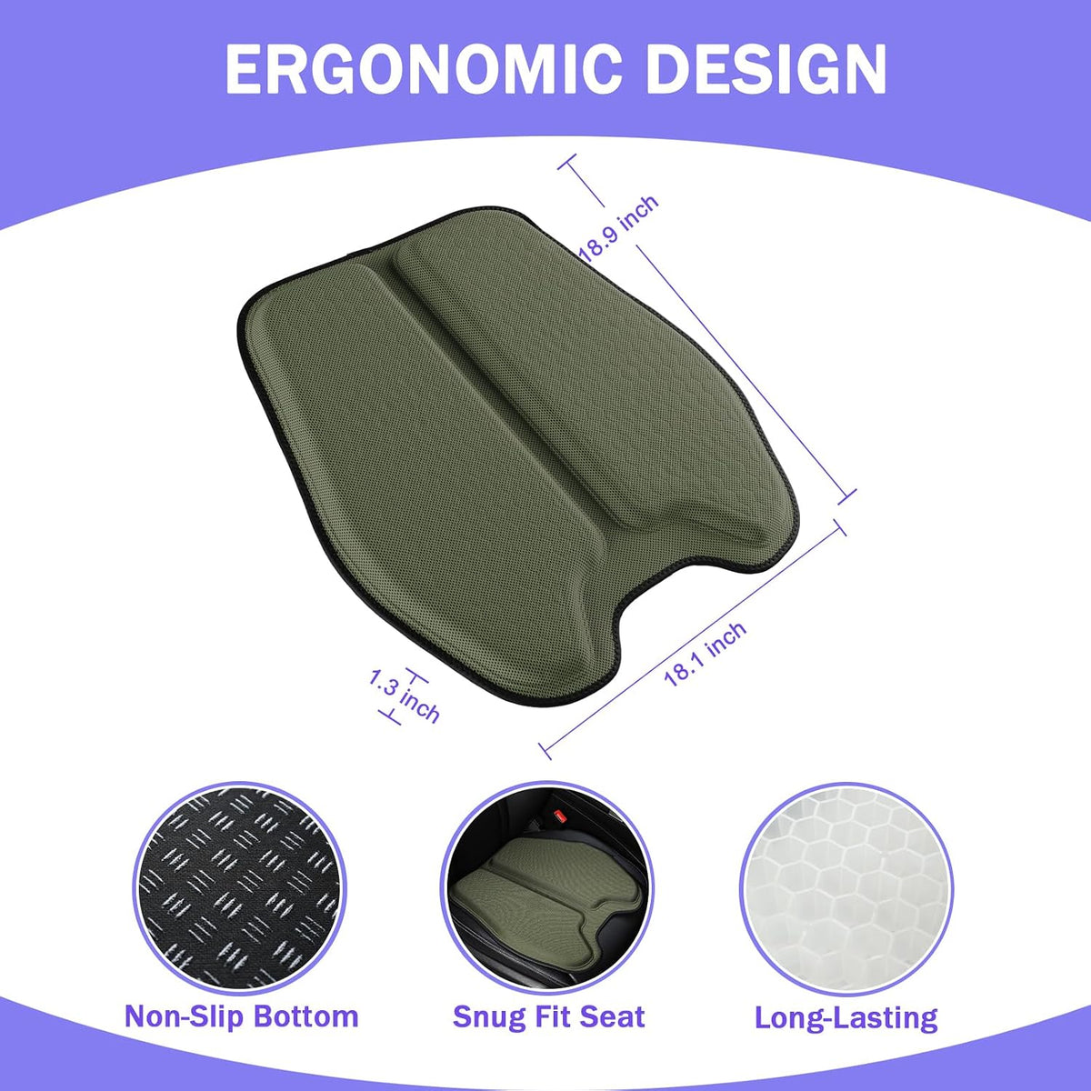 Soft Thin Gel Seat Cushion with 1 Inch Gel - Sciatica Relief