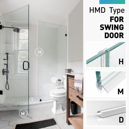 Shower Door Seal | 4 PCS 3/8" x 77" Frameless Glass Door Side Seal and Bottom Seal Door Sweep, Stop Shower Leaks Create a Water Barrier