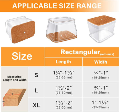VIUME 24 Pcs Chair Leg Floor Protectors for Hardwood Floors Round | Silicone Covers Felt Pads Furniture Leg Caps Anti-Scratch Reduce Noise Fit (1-5/16" to 2")