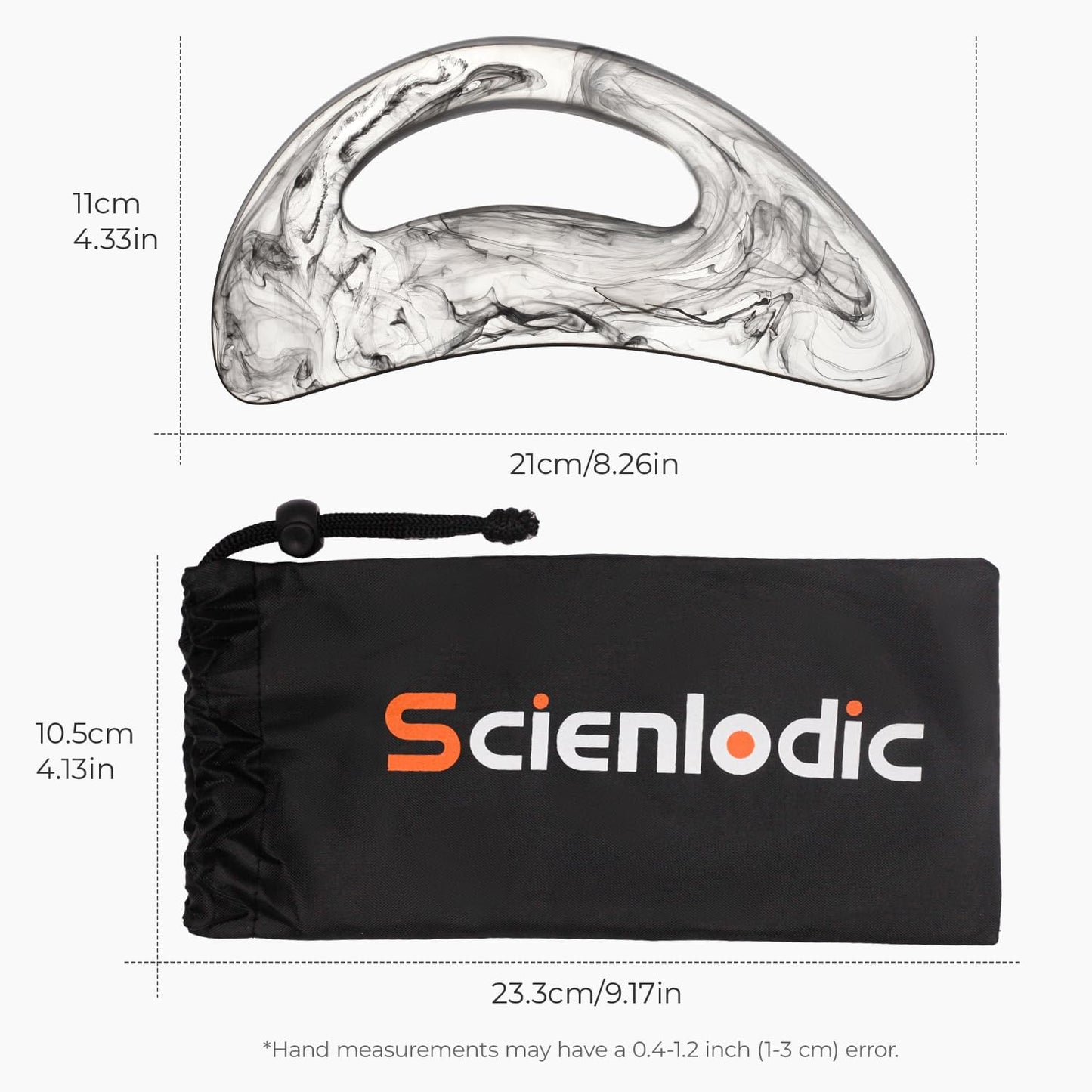 Scienlodic Gua Sha Massage Tool with Handle (Resin) Larger Guasha Scraping Tool for Back Neck Face Leg Massage, Lymphatic Drainage, Cellulite Remove - Large
