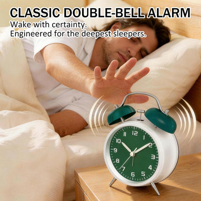 4.5" Analog Alarm Clock for Heavy Sleepers, Loud Battery Operated Alarm Clocks with Light, Metal Silent Desk Clock for Bedrooms, Retro Bedside Clocks for Kids Girls Women Mother Seniors, Pink