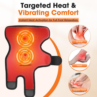 Cordless Ankle Heating Pad & Foot Massager, Rechargeable Heated Ankle Wrap with 6 Heat Levels & 3 Vibration Modes, Adjustable Foot Warmer Brace for Ankle, Foot & Elbow, Portable Heat and Massage