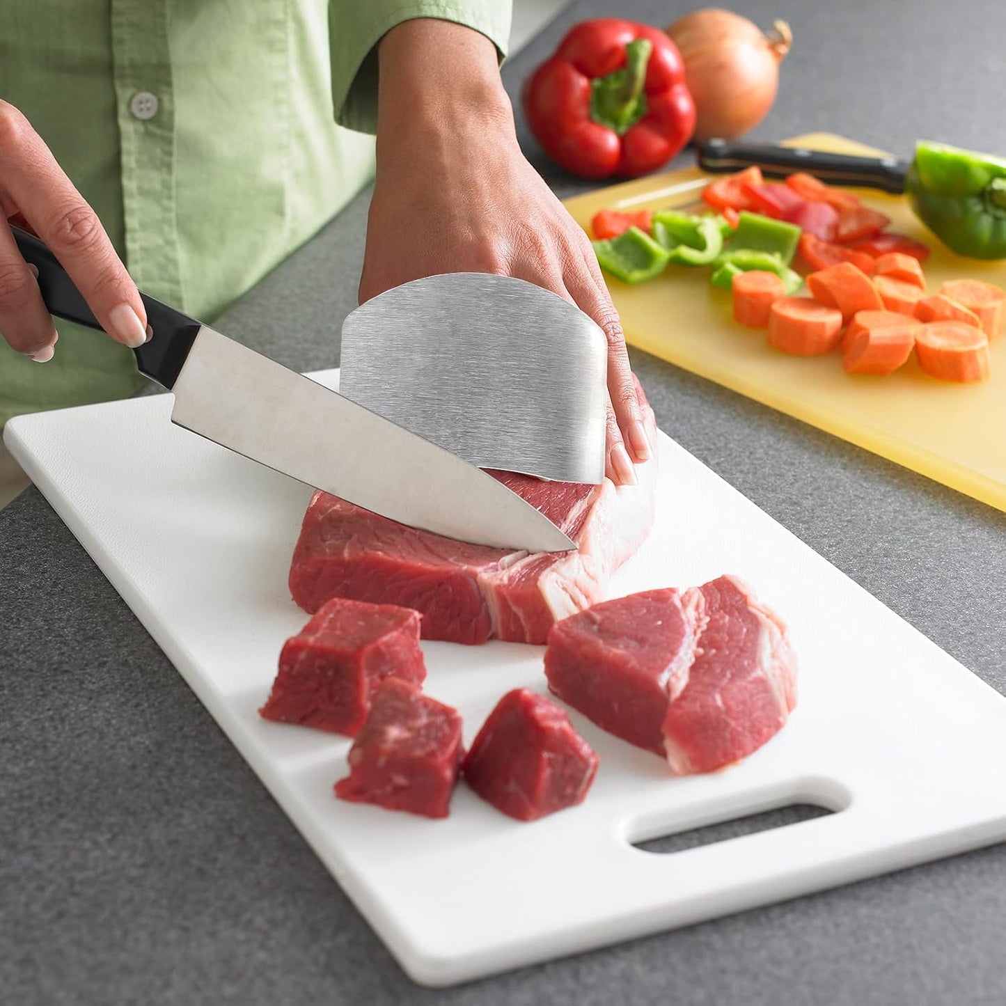 4 Pcs Stainless Steel Finger Guards | Finger Protectors for Cutting, Slicing, Dicing, Chopping Vegetables, Kitchen Tool Knife Shields, Avoid Hurting