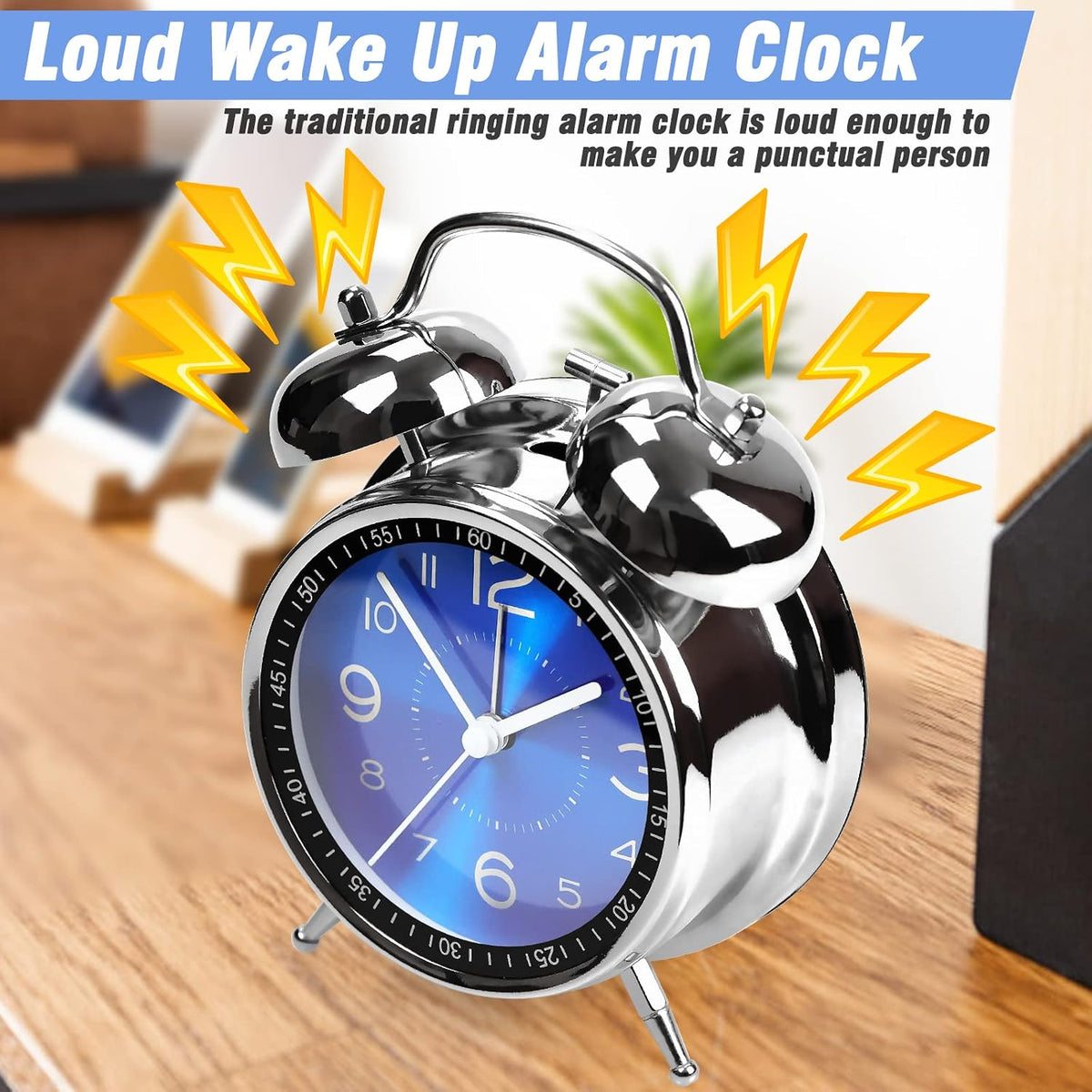 AYRELY® Super Loud Alarm Clock for Heavy Sleepers, 4.5 Inch Twin Bell Retro