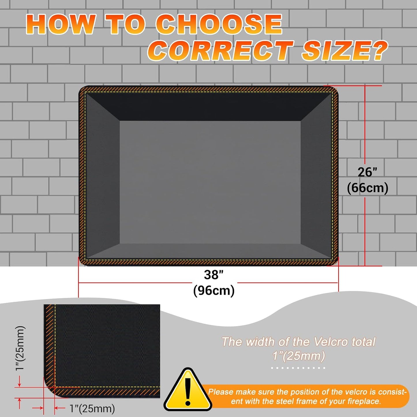 Fireplace Cover, Draft Stopper for Brick Fireplace, Fireplace Flue Blocker, Indoor Fireplace Blanket for Heat Loss, Winter and Summer, Black, 36x20 Inches