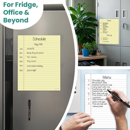 Magnetic Dry Erase Board – 8.5”x11” Reusable Lined Dry Erase List Board for Fridge 2 Pcs – Marker Included