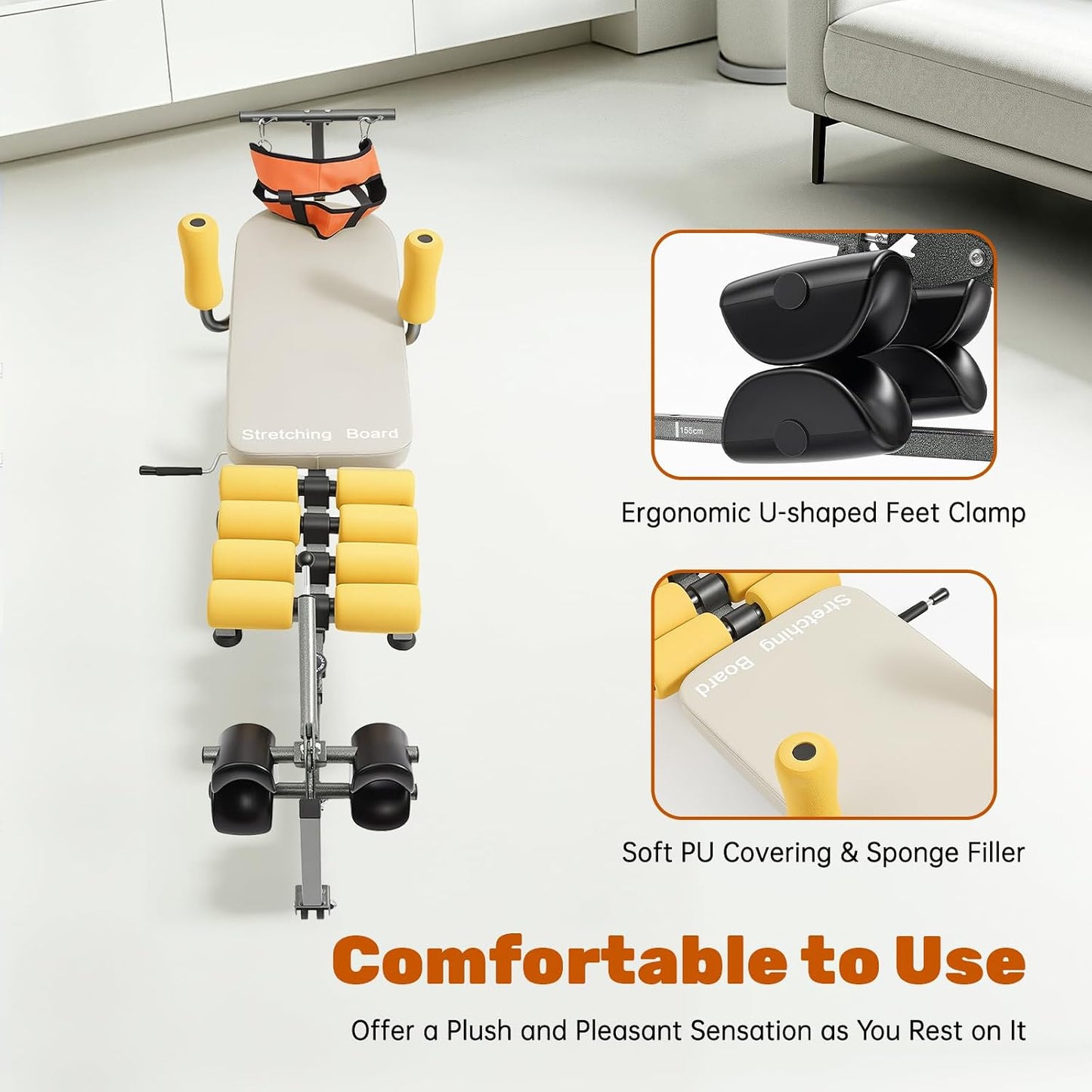 YuEany Full Body Traction Bed, Cervical Spine Stretcher with Adjustable Length for Back Pain Relief, Lumbar Decompression Table for Posture Correction, Home Massage Traction Machine