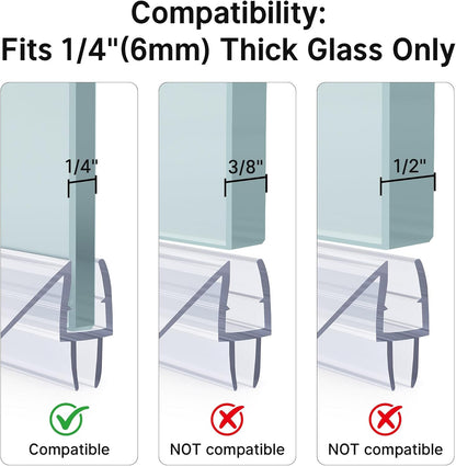 AmazerBath 3-Pack 15.75" Shower Door Bottom Seal for 3/8"(10mm) Glass - 3 Section Segmented Shower Installation Kit Frameless Glass Door Seal Strip
