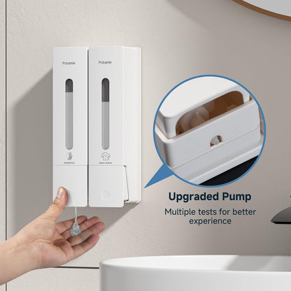 1984 Shower Soap Dispenser Bathroom Set Shampoo Conditioner Body Wash Dispenser Wall Mounted Shower Shampoo Dispenser 3 Chamber No Drill for Home Star Hotel 3 x 400ml Pink