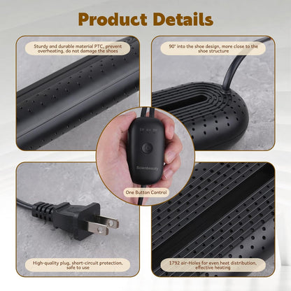 Scienbeauty Electric Shoe Dryers, Portable Boots Dryer Machine with 3/6/9 Hours Timer, Drying for Footwear, Socks, Ski Boots