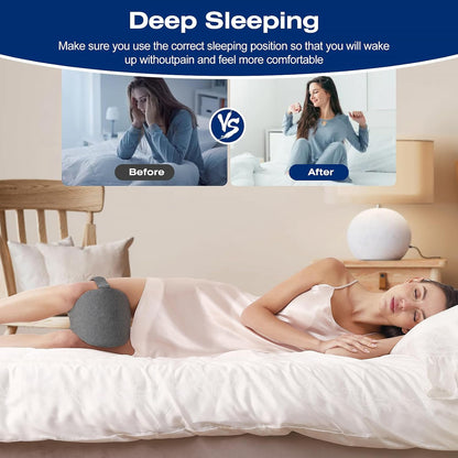 Knee Leg Pillow for Side Sleepers Leg Pillow for Side Sleeping with Strap-100% Memory Foam Wedge Contour Spacer Cushion for Back,Hip Knee Pregnancy Sciatica Pain Relief Free Sleep Mask Ear Plugs Grey