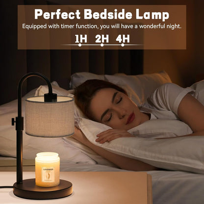 FINCMY Candle Warmer Lamp with Timer, Adjustable Height Candle Wax Warmer Candle Lamp Warmer for Jar Candles, Home Decor House Warming Gifts Compatible with Various Candles (Linen)
