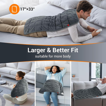 Comfytemp Weighted Large Heating Pad 17"×33" for Back & Period, FSA Eligible Far Infrared Electric Heat Pad, Fathers Day Gift for Dad Men, HSA King Size Heated Pad with Evenly Filling Ceramic Bead