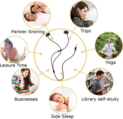 MAXROC Sleep Earplugs - Noise Isolating Ear Plugs Sleep Earbuds Headphones with Unique Total Soft Silicone Perfect for Insomnia, Side Sleeper, Snoring, Air Travel, Meditation & Relaxation(Black)