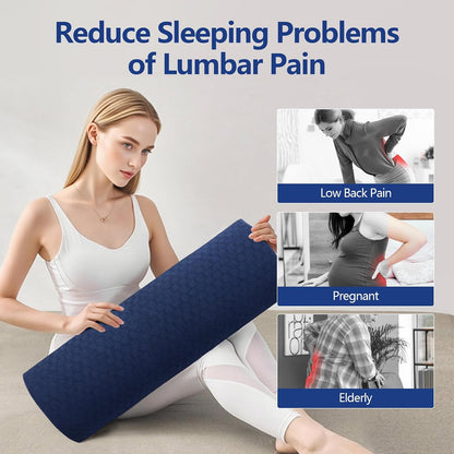 Cozyhealth - 2.95" H*18.7" L - Soft Small Lumbar Pillow for Sleeping, Memory Foam Back Lumbar Support Cushion for Lower Back Pain Relief Bed Waist Sleep Support Pillow for Side, Back (White, Small)