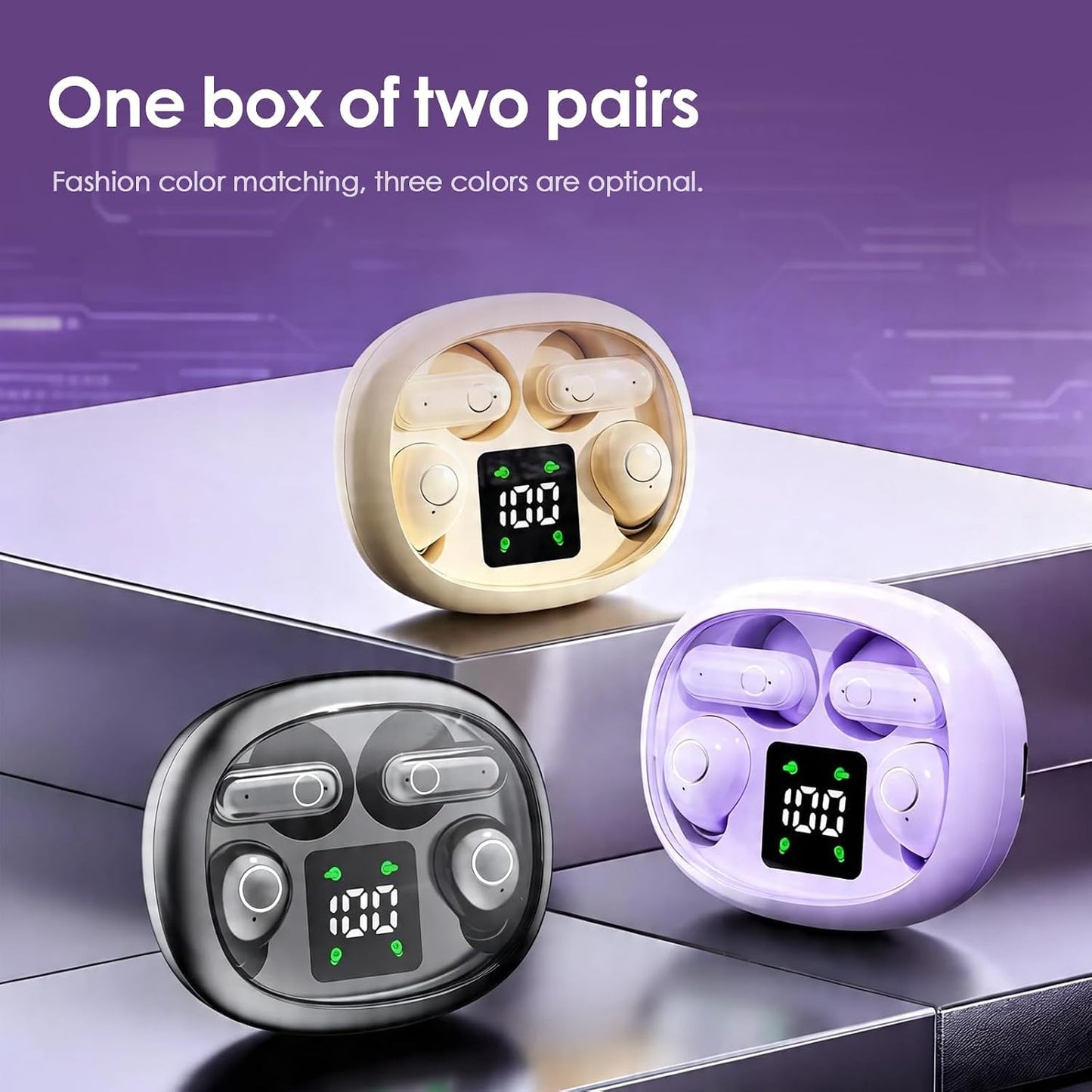 Mini Wireless Sleep Earphones, Designed for Side Sleepers – Invisible Flat Earbuds, Comfortable for Small Ears, Discreet in-Ear Design, Skin-Friendly, Ideal for Women and Work Use (Black)