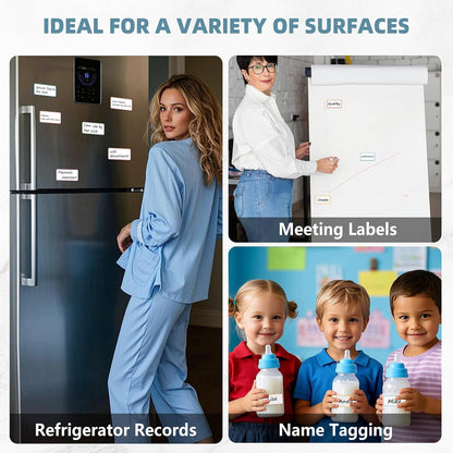PPB Dry Erase Labels Stickers, Reusable Waterproof Removable Notes for Storage Bins, Freezer, Kitchen, Classroom, Whiteboard, All Purpose Use (1.2”x 2”, Multicolor, 60 Dots)