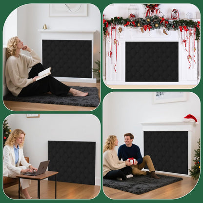 Magnet Fireplace Cover 41" x 29" Fireplace Blocker Blanket with Magnets Indoor Fire Place Draft Stopper Flue Blocker for Living Room Keep Indoor Drafts Out Stops Heat Loss, Black
