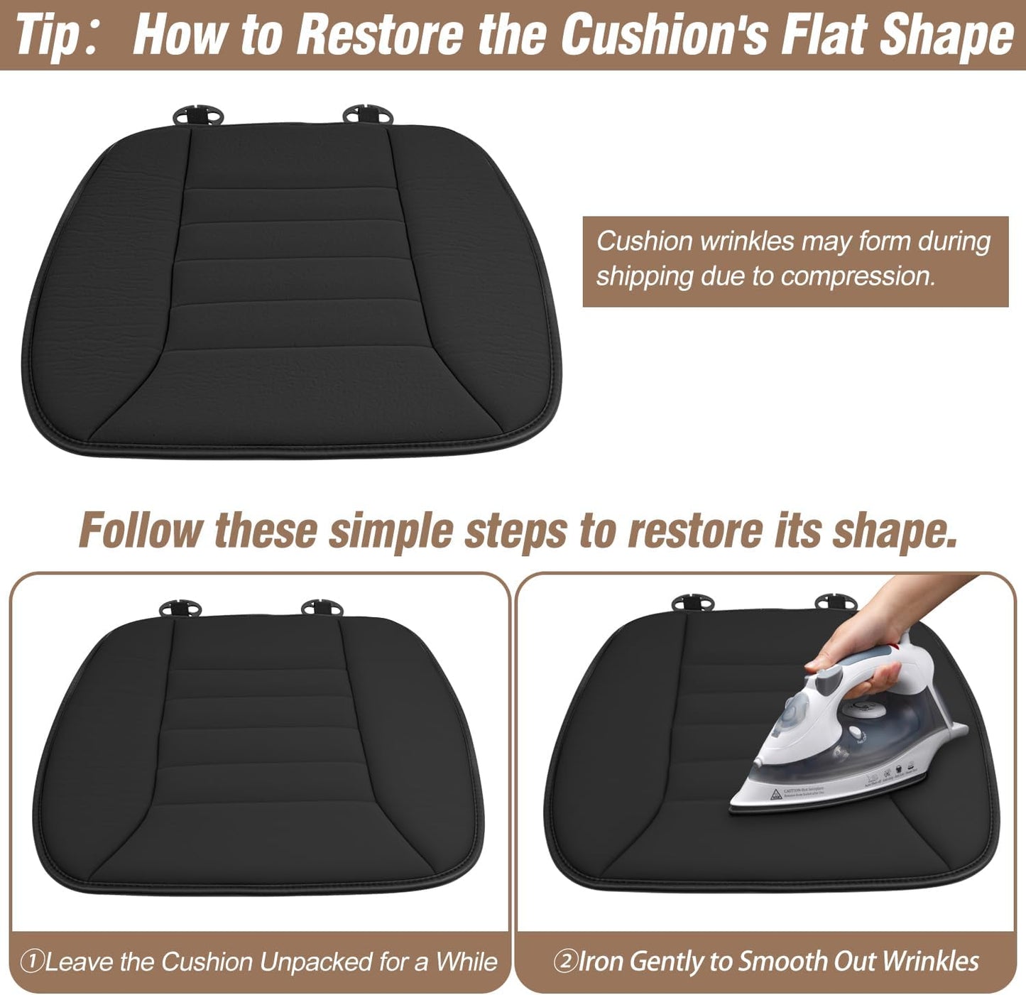 Car Seat Cushion Pad 1.2" Thick Comfort Seat Protector for Car Driver Seat Office Chair Home Use Memory Foam Seat Cushion with Non Slip Bottom, 20'' x 18.5'', Black