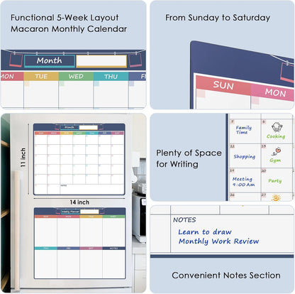 MaxGear Magnetic Dry Erase Calendar for Refrigerator 11"x14" Monthly&Weekly | Erasable Whiteboard Fridge Planner Chore Schedule to do List Magnet Board
