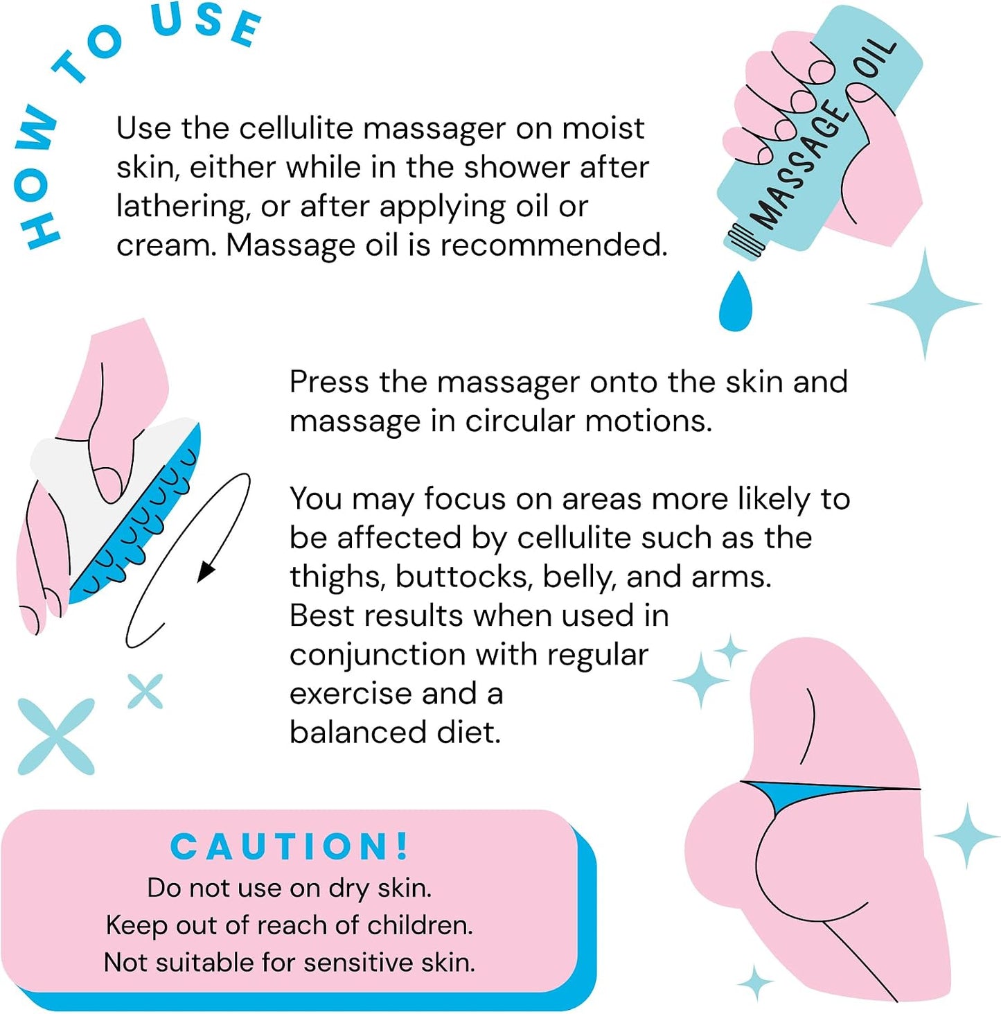 Scala Cellulite Massager Silicone, Bath Scrubber for Smoother Skin Pink | Silicone nodules exfoliate, cellulite remover, body massager Tool, exfoliator, fat roller use with creams and Oils