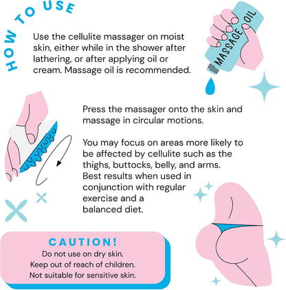 Scala Cellulite Massager Silicone, Bath Scrubber for Smoother Skin Pink | Silicone nodules exfoliate, cellulite remover, body massager Tool, exfoliator, fat roller use with creams and Oils