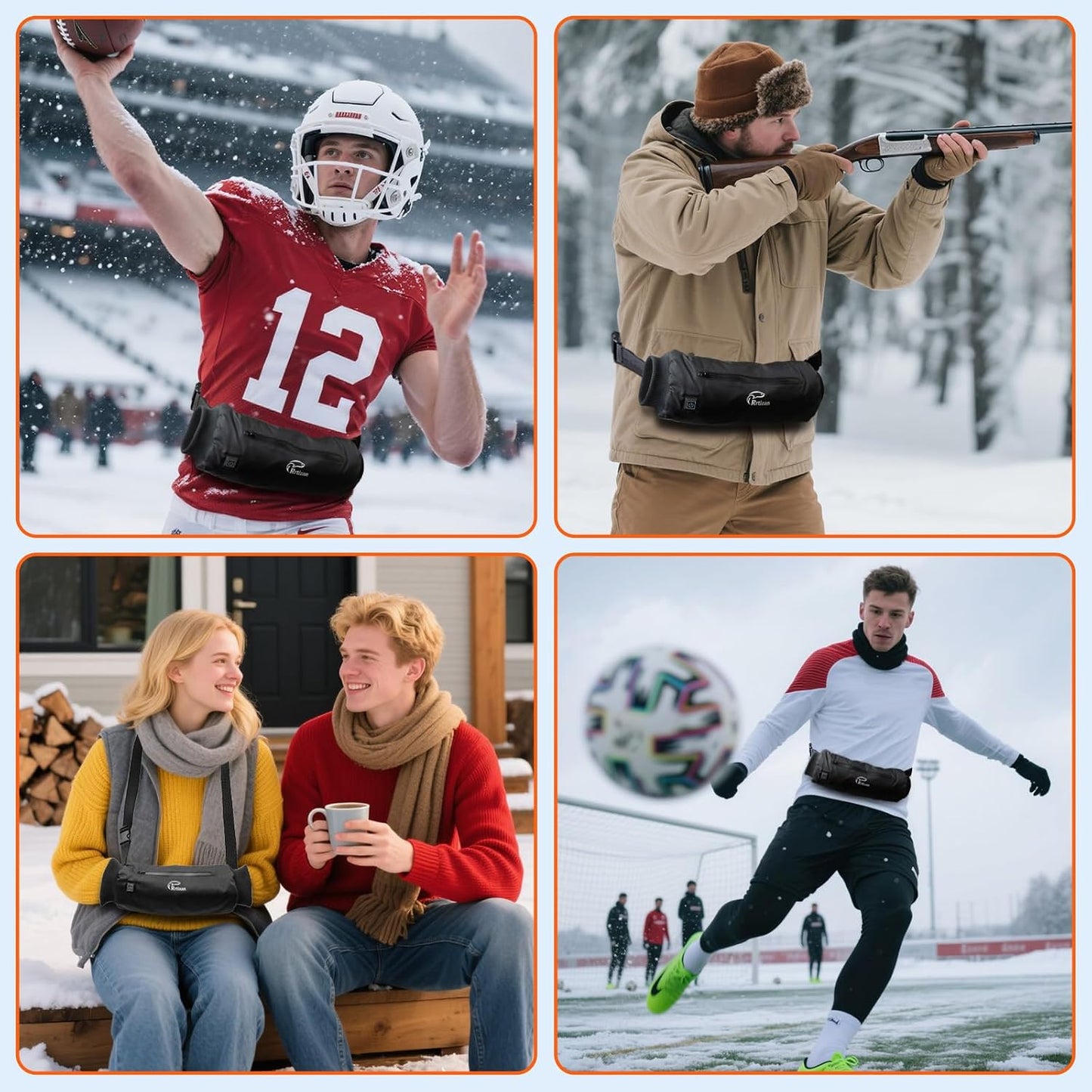 Hand Warmer Pouch, Hand Warmers Rechargeable with 3 Levels Heating, Ideal for Hunting,Camping,Football, Portable and Waterproof Football Hand Warmer Heated Hand Muff, not Include Power Bank