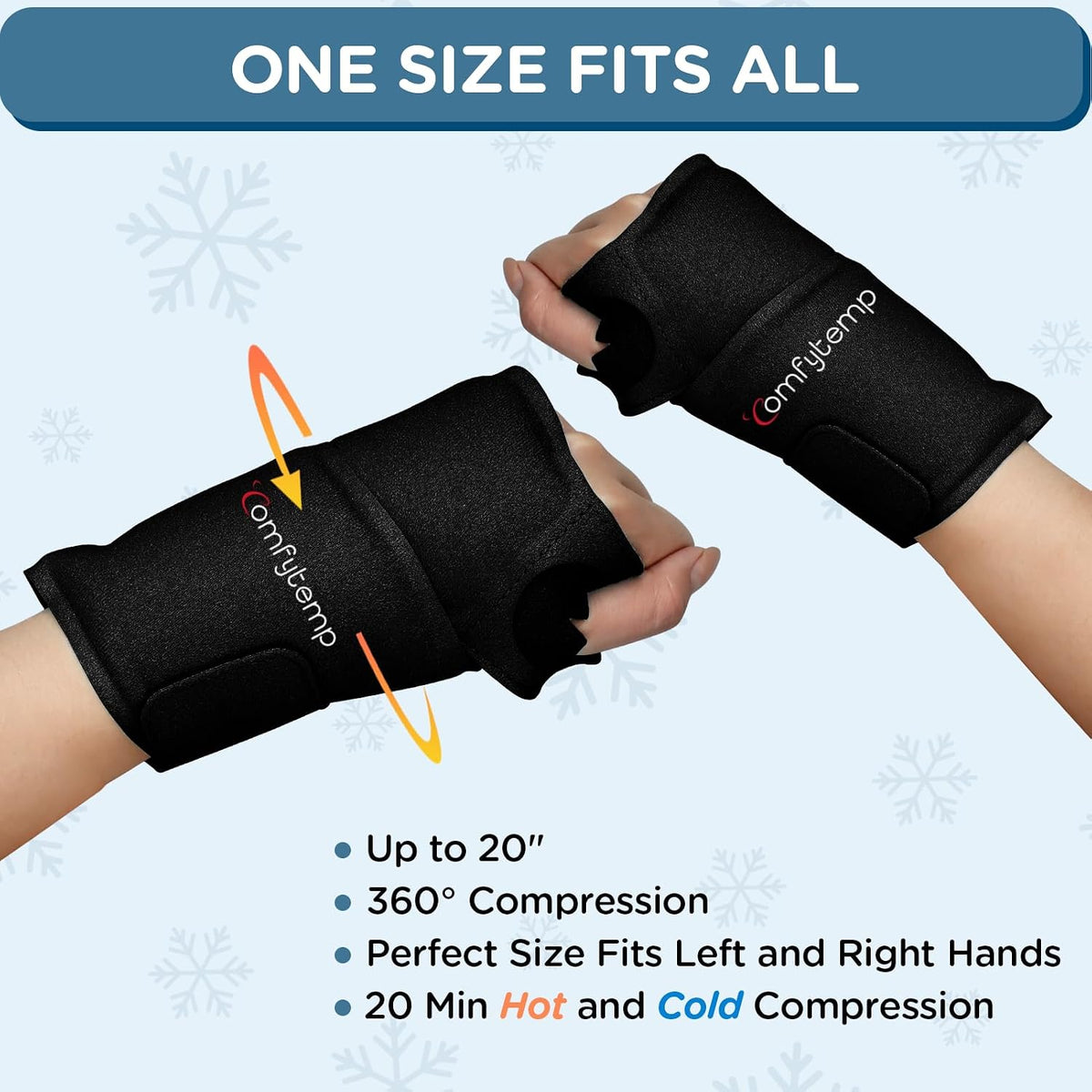Comfytemp Wrist Ice Pack Wrap Carpal Tunnel Relief Wrist Brace, 2 Packs