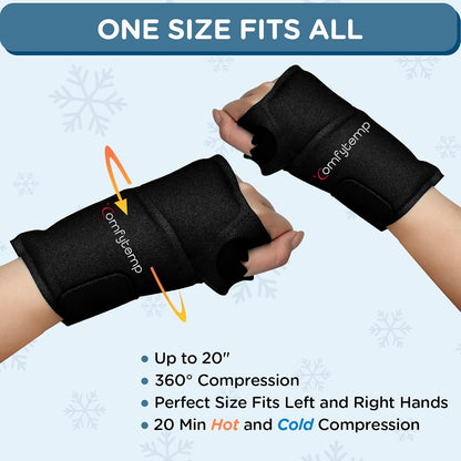 Comfytemp Wrist Ice Pack Wrap Carpal Tunnel Relief Wrist Brace, 2 Packs