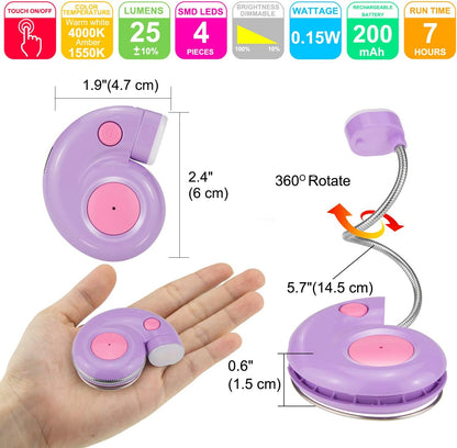 Kids Rechargeable Book Light, Clip on Reading Light for Kid, Kids Reading Lights, Amber Book Light for Reading in Bed, 2 Lighting Modes, Blue Light Blocking, Bookmark Light for Bookworms-Green