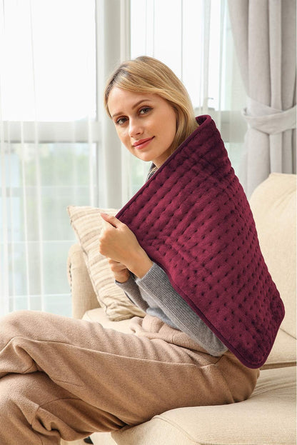 Ambershine 19''x24'' Weighted Neck & Shoulder Heating Pad, 2.5lbs with 12 Temperature Settings& 4 Auto-Off Timers, Pain Relief for Neck/Shoulder/Back(Gray&Blue)