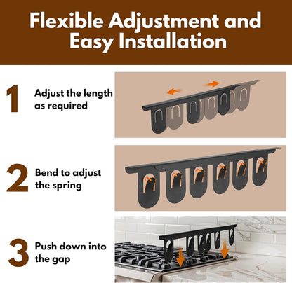 RECAPS Stainless Steel Extendable Stove Gap Covers Fliter 13.8"to 27.5"In | Stove Side Gap Covers for Kitchen, Heat Resistant Oven Crack Guard for Counter (2 Packs，Black）