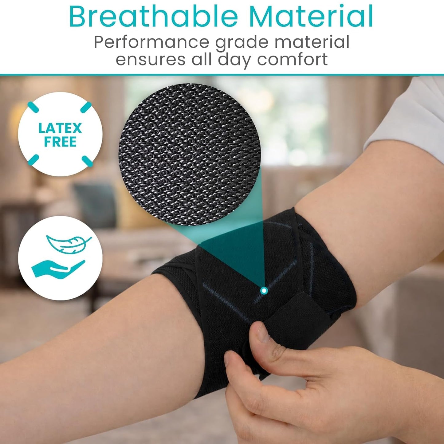 Vive Elastic Knee Wrap - Ankle, Foot, Calf & Wrist Support for Pain Relief | Compression Bandage for Legs, Edema, Weightlifting, Sports, Plantar Fasciitis (One Size)