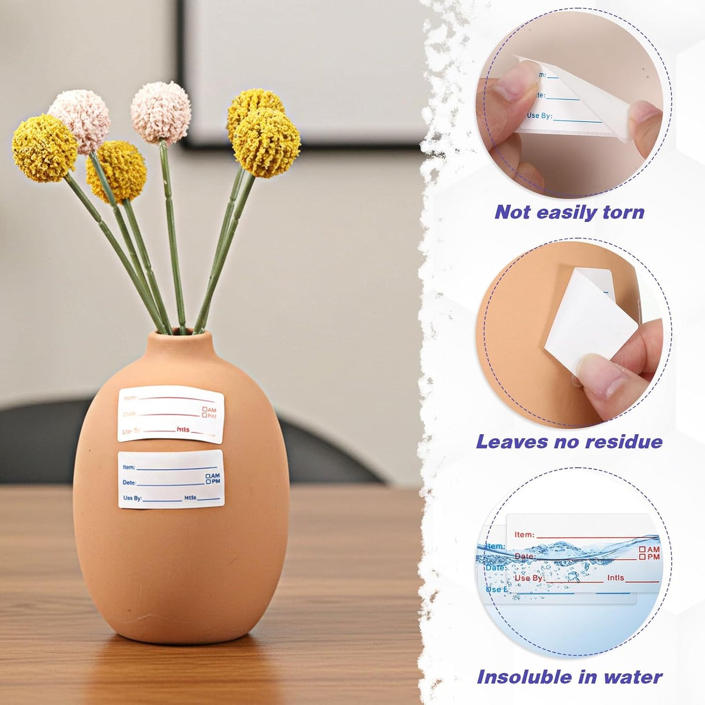 8 Rolls 4000 Pcs Removable Freezer Labels for Food Containers | 1 x 2 Inch No-Residue Food Labels Easy to Write On Foods Date Label Stickers for Kitchen Restaurants Grocery Stores Markets