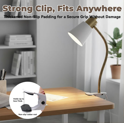 LALISU Desk lamp Eye-Caring Table Lamps, 360°Rotation Gooseneck Clip Lamp