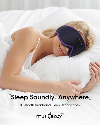 MUSICOZY Sleep Mask Bluetooth Headphones Eye Masks for Sleeping Headphone | 3D Wireless EyeMasks for Side Sleepers, 14-Hour Playtime, Ultra-Soft Breathable, Ultra-Thin Stereo Speakers for Women Men
