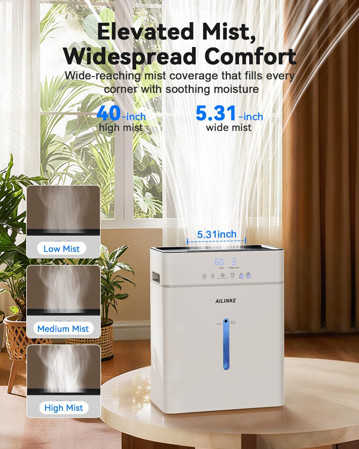Humidifiers for Bedroom Large Room 10L/2.64Gal, Warm and Cool Mist Humidifier Large Room, Simulated Flame Humidifier Light, 12H Timer, 3 Speed, Top Fill, 1000sq.ft for Baby/Plant/Office | Warm and Cool Mist, 12H Timer, 3 Speed, Top Fill, 1000sq.ft for