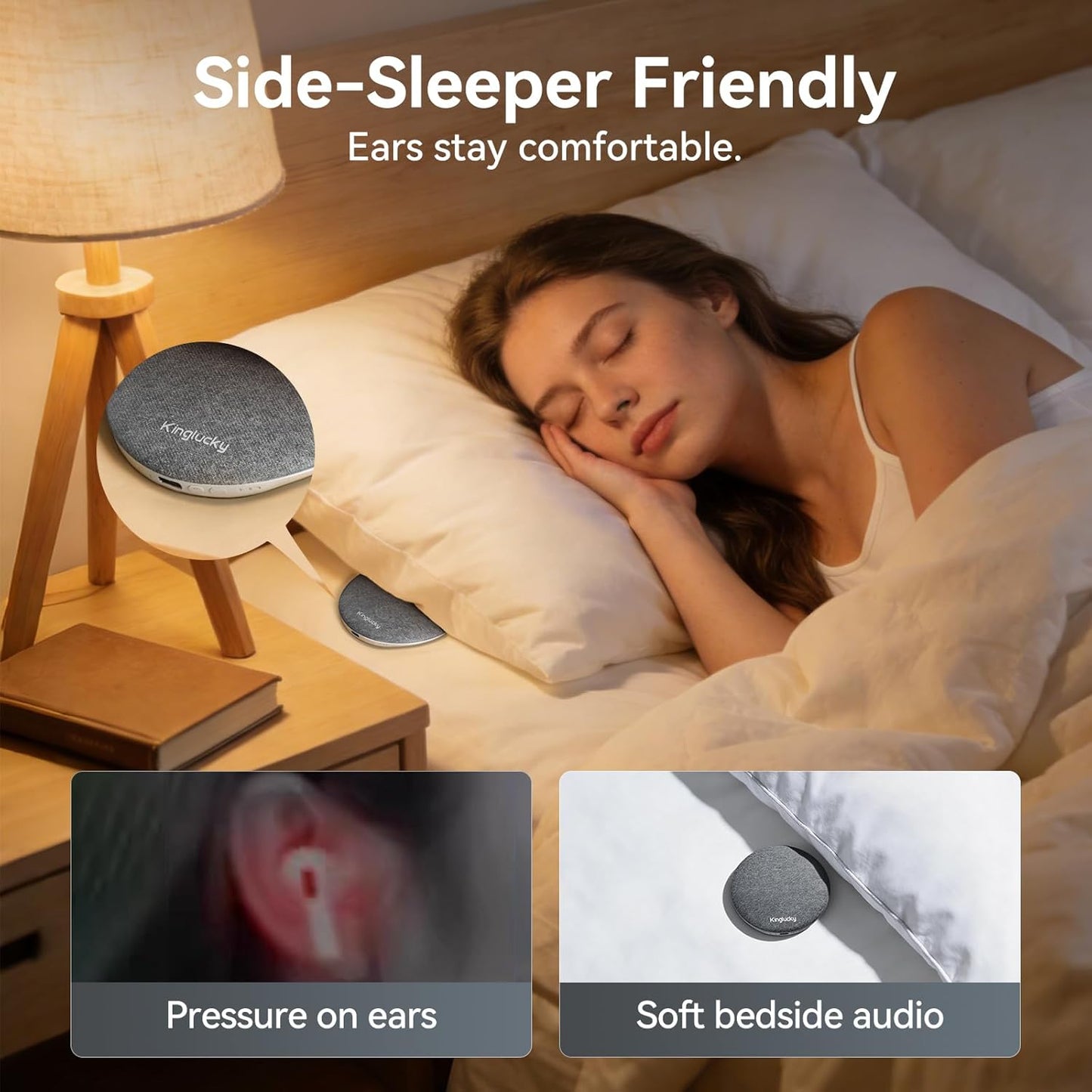 Kinglucky X50 Pillow Speaker for Sleeping, Built-in White Noise Sound Machine Pink Noise for Sleeping, Auto-Off Timer Portable Bluetooth Speaker Under Pillow Rechargeable for Side Sleeper, Blue