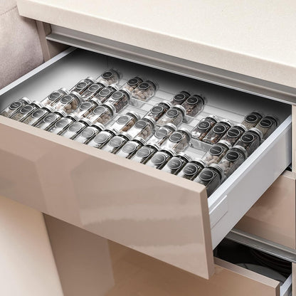 Bamboo Spice Rack Tray - Spice Drawer Organizer for Kitchen Cabinets Storage and Organization (Jars Not Included, 8 Individual Pieces, Not Adjustable)