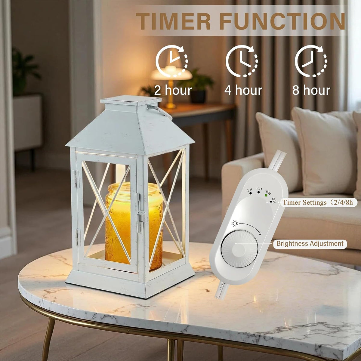 Candle Warmer Lamp with Timer, Farmhouse Rustic Lantern