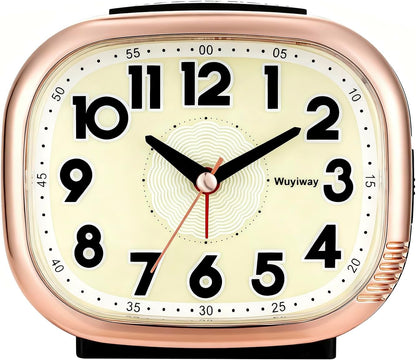 Vintage Retro Analog Alarm Clock, Battery Operated, Readable for Seniors，Silent No Ticking, Glow in Dark Dial, Lighted on Demand and Snooze, Blue, 4.7" x 3.9" x 2.7"