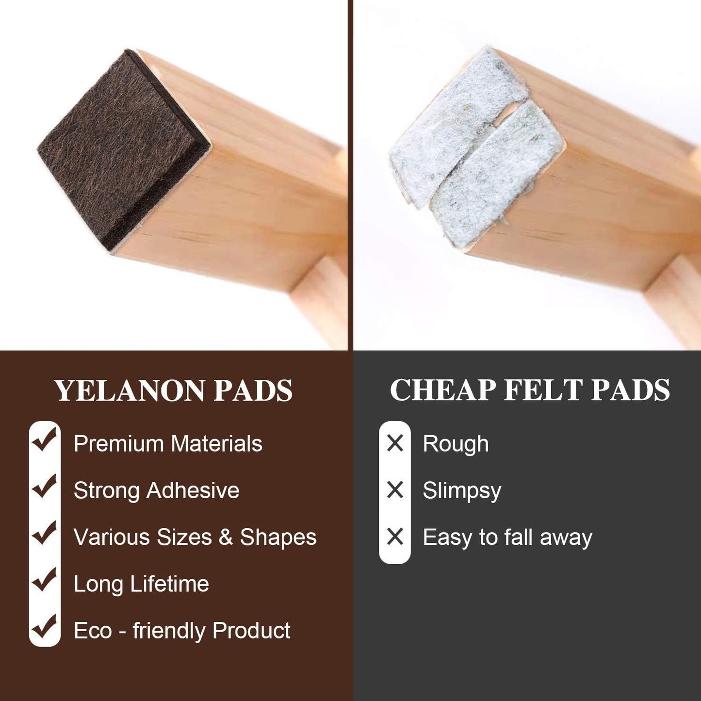 Felt Furniture Pads -56 Pcs(1+2)” Premium Felt Pads for Chair Legs Furniture, Floor Protectors for Hardwood Floors,Brown